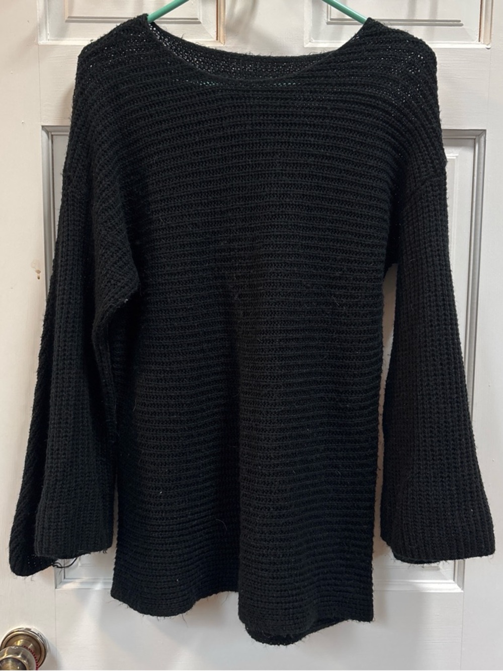 Women's Black Knit Cowl & Turtleneck Sweater - Relaxed Fit
